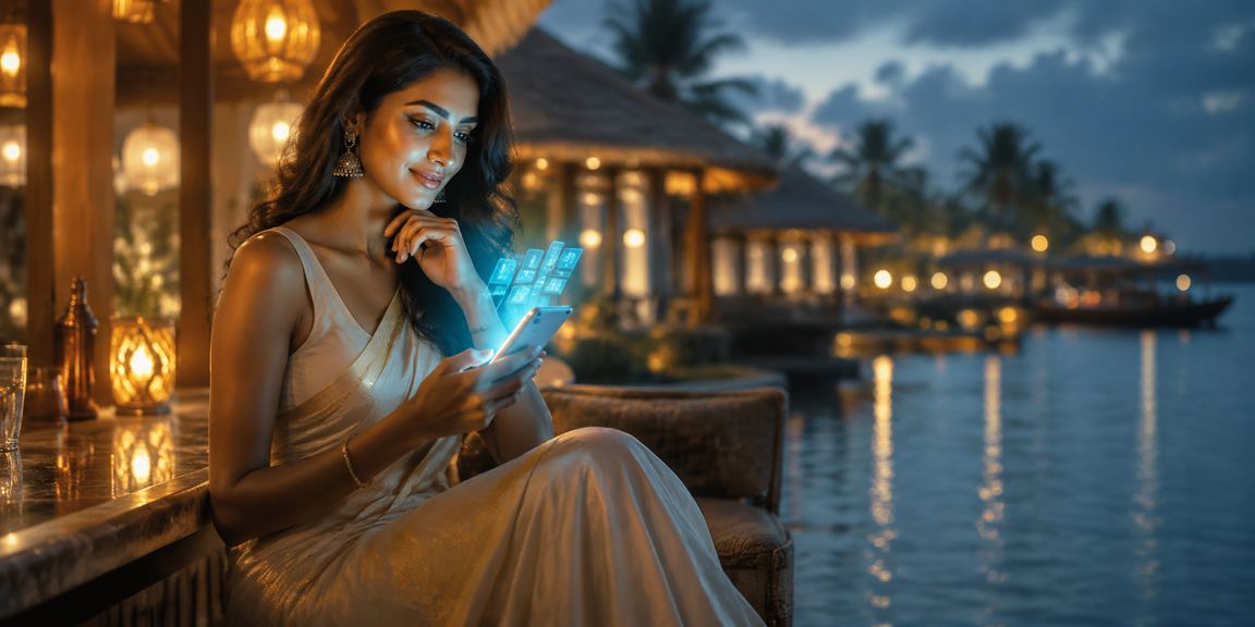 Indian model using mobile phone to access online casino platform